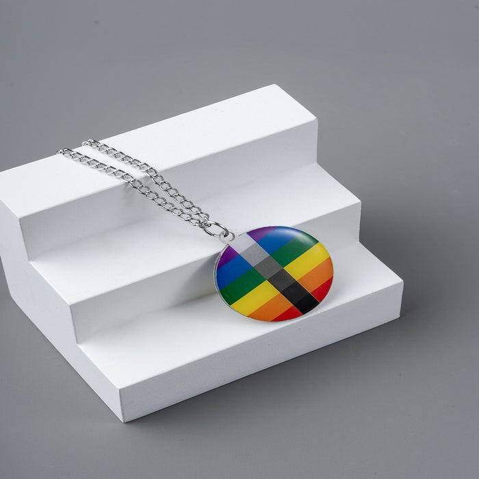 Wholesale LGBT Love Fingerprint Cloud Shape Rainbow Pattern Gay Element Necklace JDC-NE-YinH031