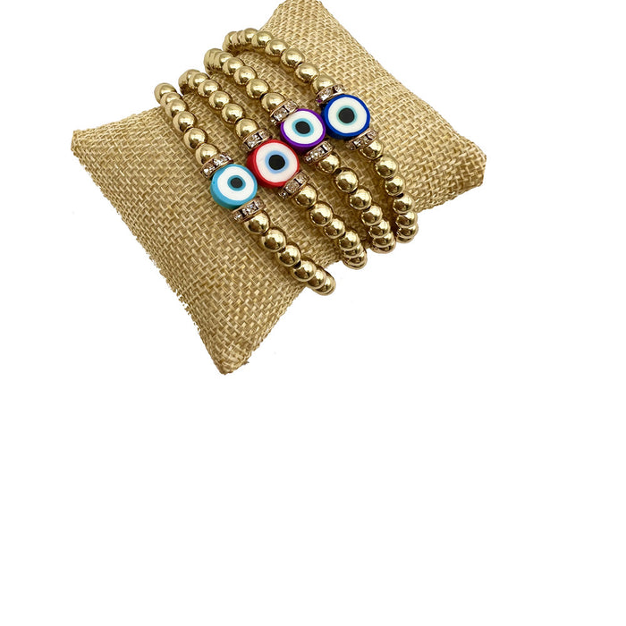 Wholesale Stretch Bracelet Retro Ethnic Style Color Soft Pottery Eyes MOQ≥2 JDC-BT-QingH001