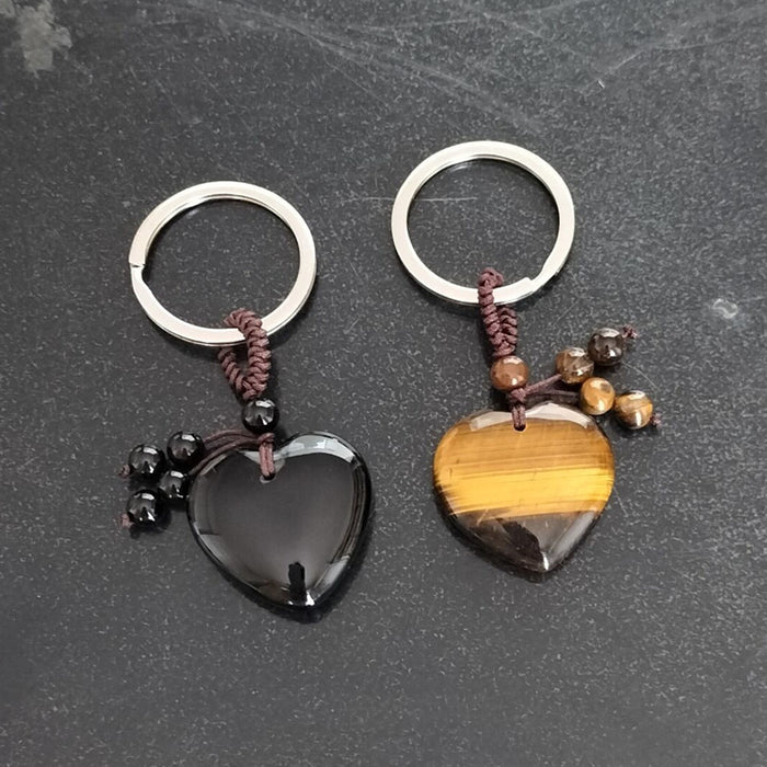 Wholesale Keychains Agate Crystal Rope Heart Weave MOQ≥3 JDC-KC-JueM002