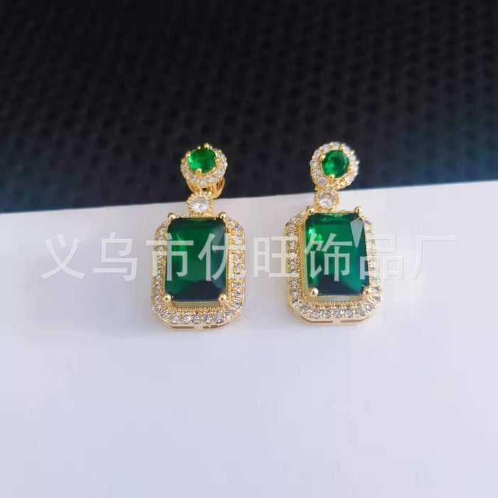 Wholesale Earrings Copper Emerald Crystal Zircon Necklace Ring Jewelry Set MOQ≥2 JDC-ES-YouW001