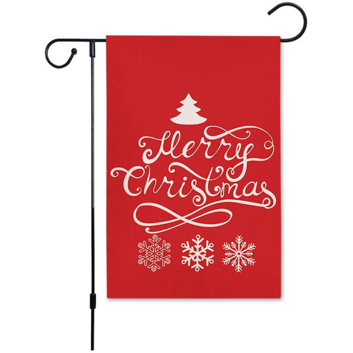 Bandera de jardín de Navidad decorativa al por mayor Lino Impresión digital de doble cara JDC-DCN-YIYANG005