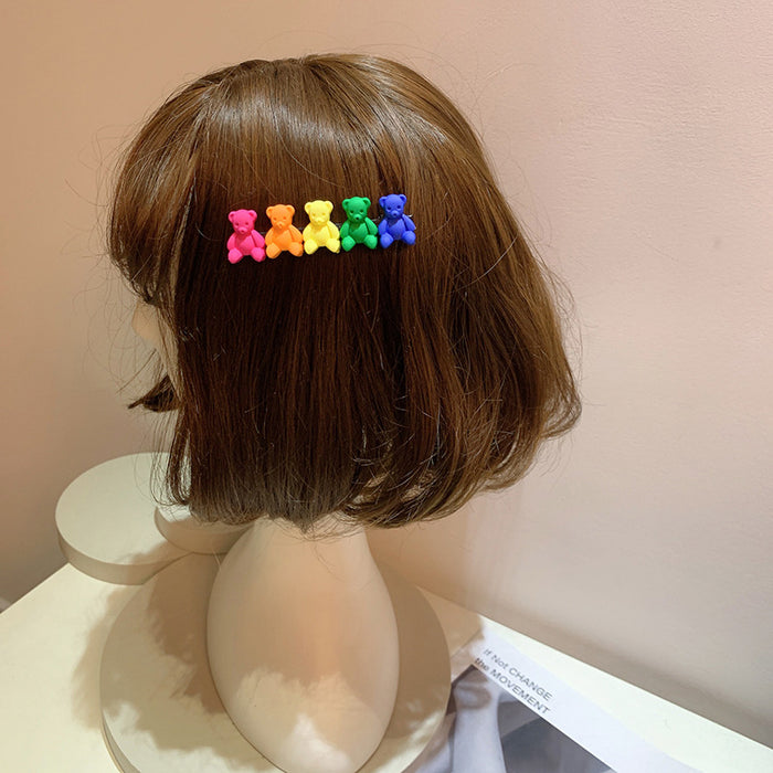 Wholesale Youth Vitality Fluorescent Color Rainbow Candy Broken Hair Side Clip JDC-HC-Mer001