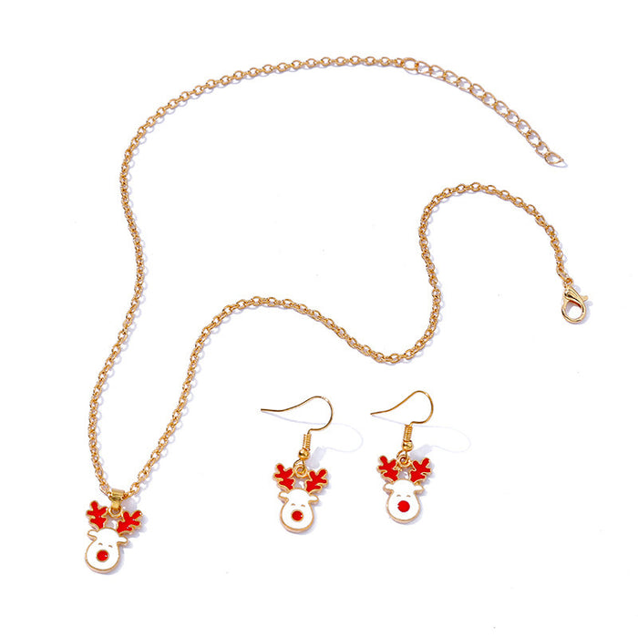 Wholesale Necklace Christmas Style Alloy Necklace Earrings Set Elk Style MOQ≥2 JDC-ES-HaoBiao009