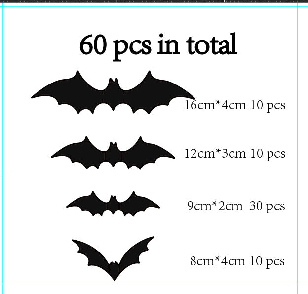 Wholesale Halloween Plastic Bat Wall Sticker Decoration MOQ≥10 JDC-DCN-AoFou002