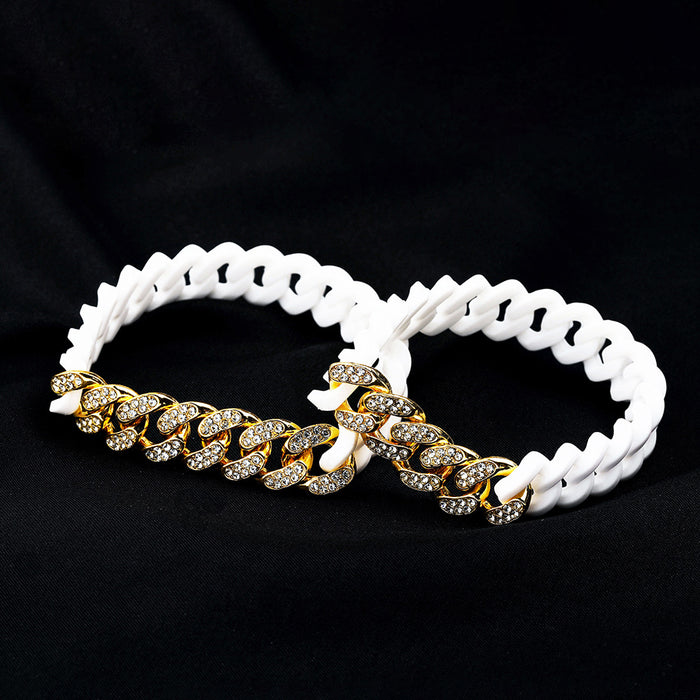 Wholesale Bracelet Alloy Twist Silicone Bracelet Diamond Cuban Chain Twist JDC-BT-DaW003