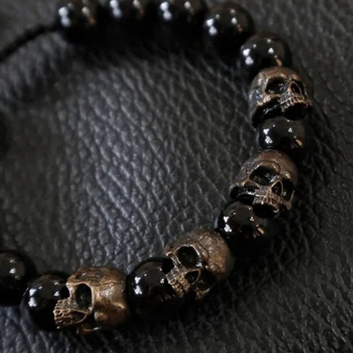 Wholesale Bracelet Black Onyx Skull MOQ≥3 JDC-BT-YuanY002