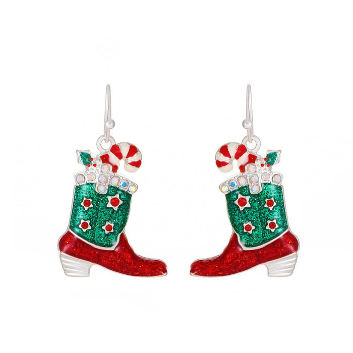 Wholesale Earring Alloy Enamel Christmas Shoes JDC-ES-A545