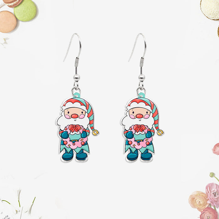 Wholesale Earrings Acrylic Christmas Gnome Old Man Winter Snowflakes JDC-ES-XiangL053