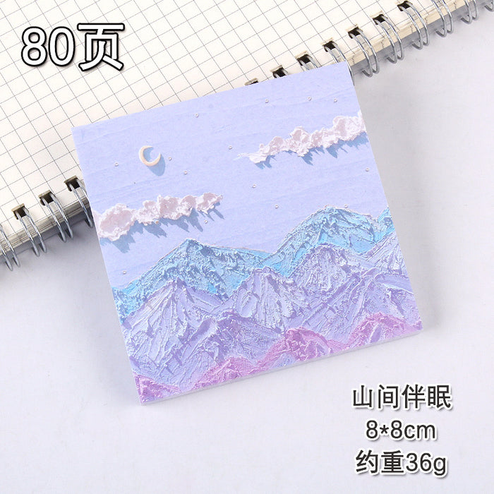 Wholesale sticky note paper creative oil painting landscape MOQ≥2 JDC-NK-LGT004