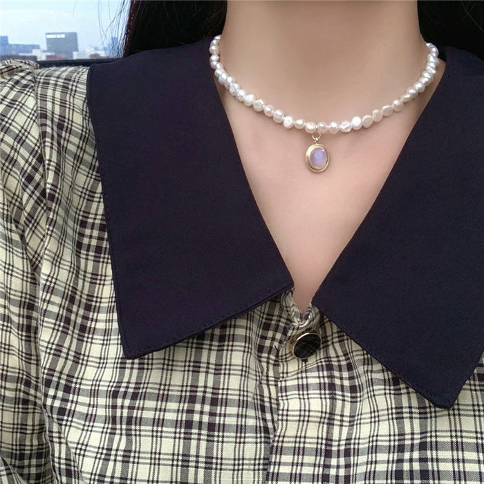 Wholesale Necklace Pearl Moonstone Clavicle Chain JDC-NE-ZhuJ016