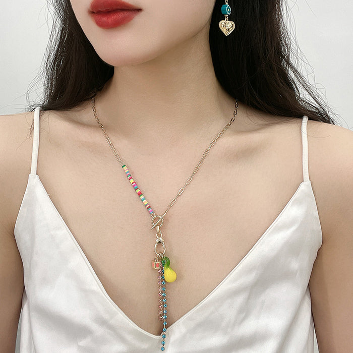 Wholesale Necklace Alloy Beads with Soft Pottery Glass MOQ≥2 JDC-NE-Kenjie009