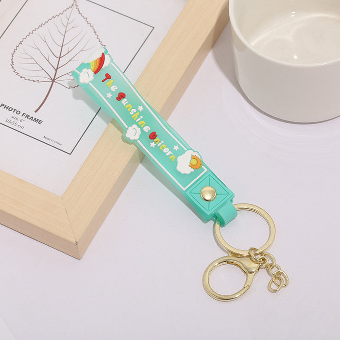 Wholesale Keychain PVC Soft Rubber Cartoon Little Sun Rainbow Lanyard MOQ≥10 JDC-KC-ZaoYang001