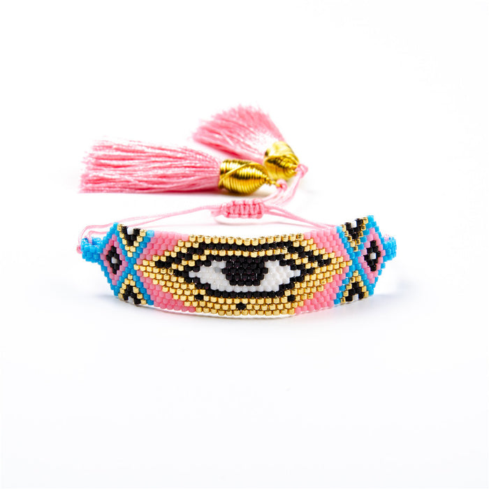 Wholesale Eye Miyuki Rice Bead Bracelet Pure Hand Woven Beaded Ethnic Religious Bracelet JDC-BT-GBH117