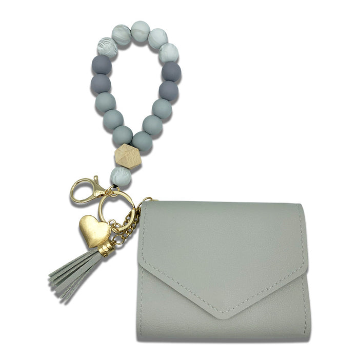 Wholesale Beaded Card Holder Silicone Keychain JDC-KC-DFL002