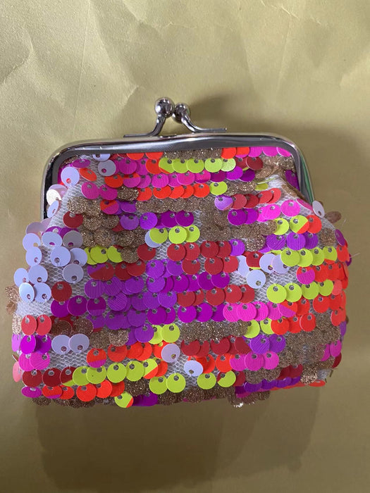 Wholesale Wallet PU Double Sided Colorful Sequins Children's Coin Purse with Iron Buckle MOQ≥3 JDC-WT-Hongqiong002