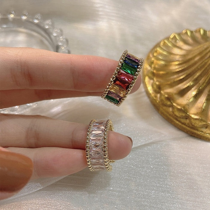 Wholesale Ring Copper Rainbow Zircon Adjustable MOQ≥2 JDC-RS-ShangY003