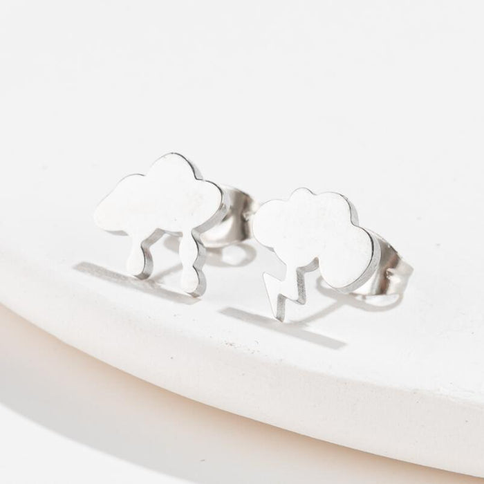 Wholesale Earrings Titanium Steel Lightning Cloud Stud Earrings JDC-ES-JS004