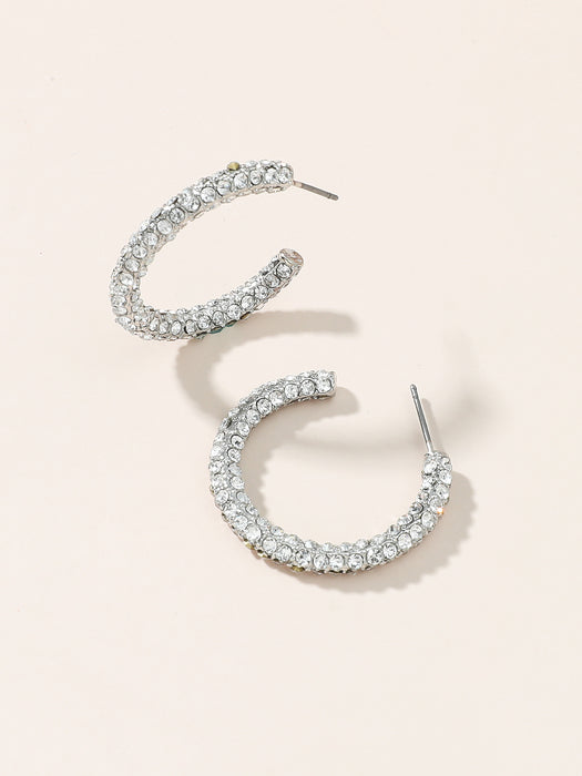 Wholesale Earrings Metal Rhinestone C Shape Braid Yellow Leaves JDC-ES-YiY003