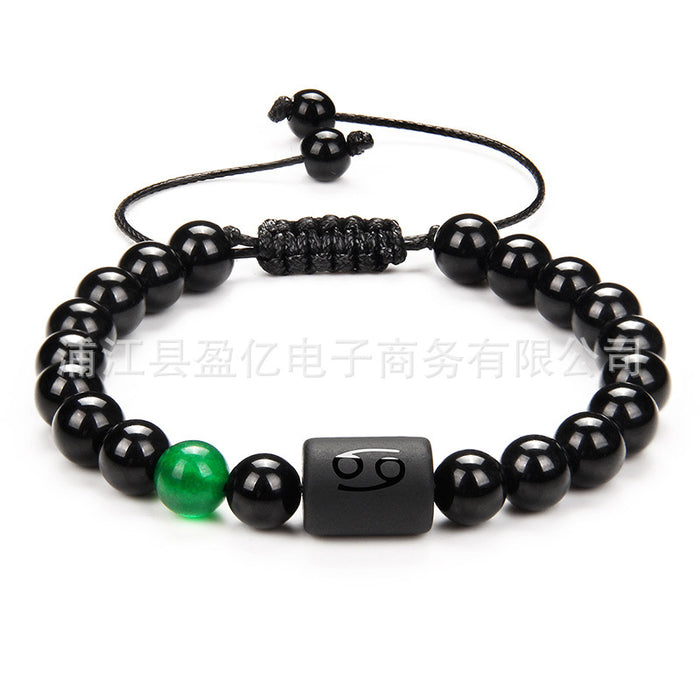 Wholesale Twelve Constellation Men's Black Onyx Braided Couple Bracelet JDC-BT-YinY013
