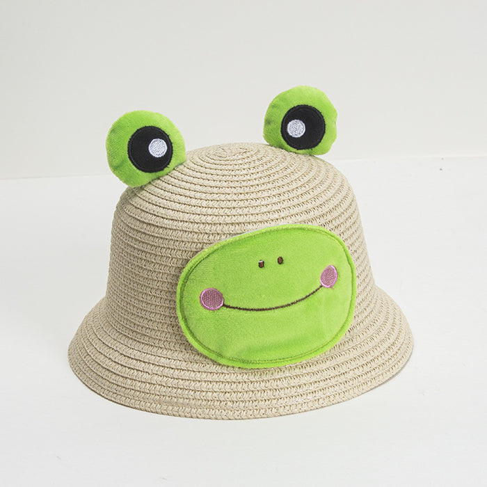 Sombrero de paja para niños al por mayor Papyrus Frog Sunshade Hat JDC-Sh-Pyuan005