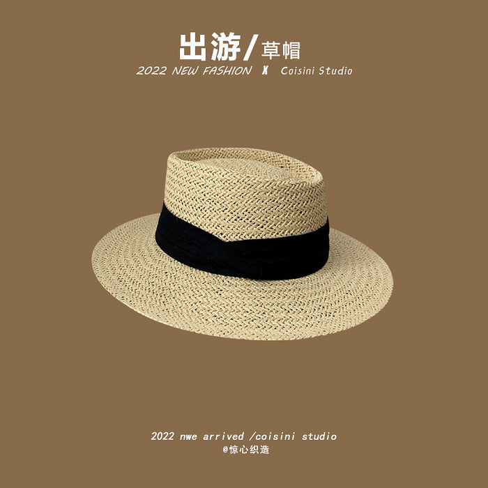 Wholesale Pearl Flower Lace Big Brim Straw Hat MOQ≥2 JDC-FH-LXi001