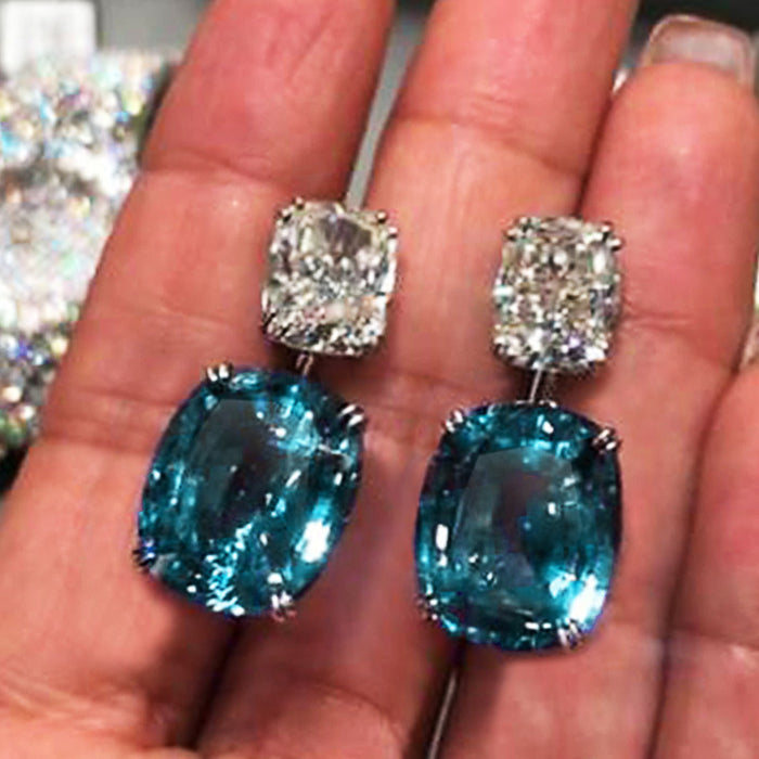 Jewelry WholesaleWholesale Zircon Copper Peacock Blue Crystal Earrings MOQ≥2 JDC-ES-CaoS028 Earrings 曹适 %variant_option1% %variant_option2% %variant_option3%  Factory Price JoyasDeChina Joyas De China