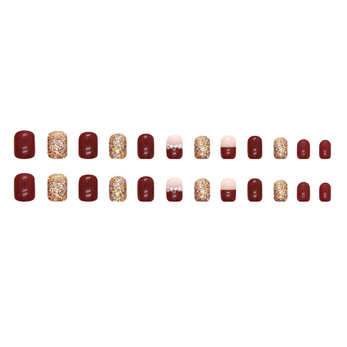 Wholesale Wine Red Strobe Resin Nail Stickers JDC-NS-QiH029