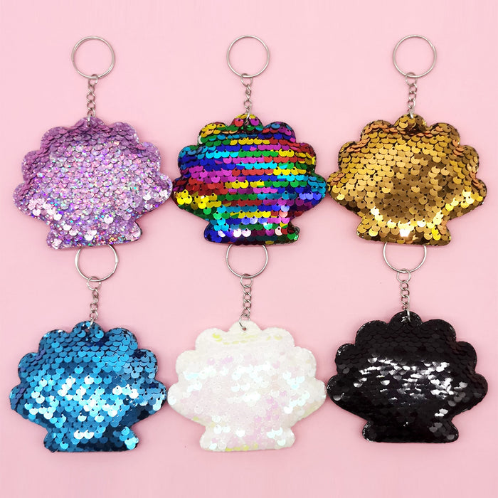 Wholesale Keychains Sequin Metal Buckles Reflective Shiny Shells JDC-KC-QiShi039