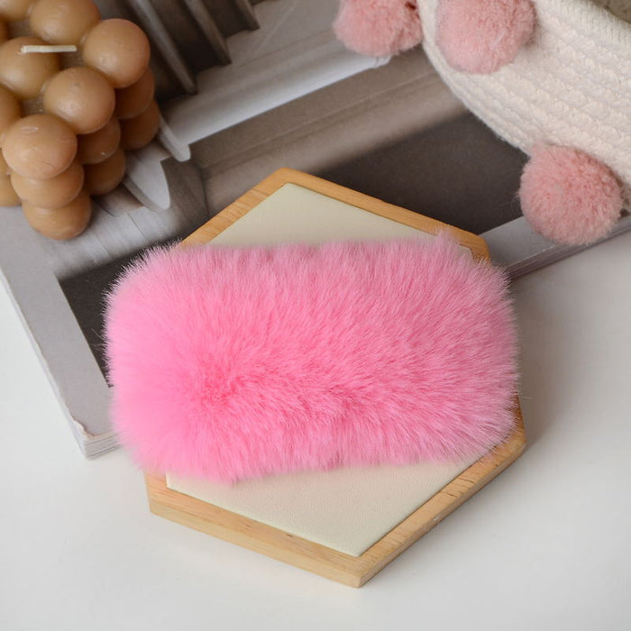 Wholesale Hair Clips Faux Rex Rabbit Fur Plush Cute Peach Heart MOQ≥2 JDC-HC-YEYE001