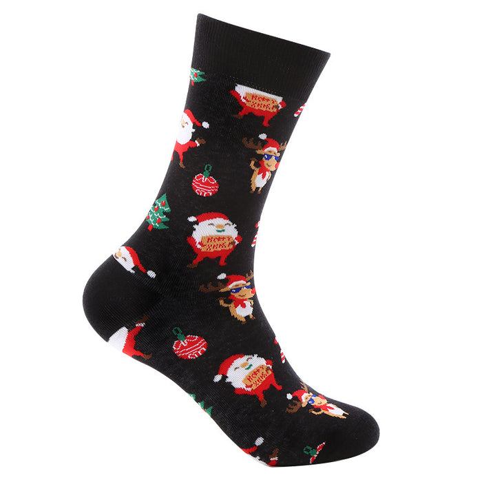 Wholesale Sock Cotton Sweat-absorbent Christmas Socks Snowflake Santa MOQ≥2 JDC-SK-XinH019