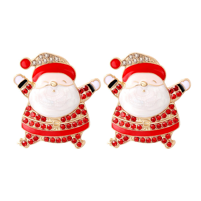 Wholesale Earrings Alloy Diamonds Christmas Santa Claus JDC-ES-JJ329