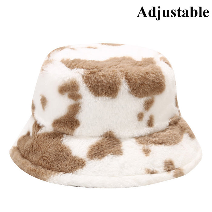 Wholesale Hat Faux Fur Thick Cow Pattern Bucket Hat JDC-FH-XingT001