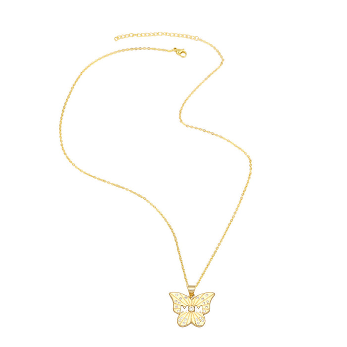 Jewelry WholesaleWholesale zircon cross heart butterfly mother's day necklace JDC-NE-AOS015 Necklaces 翱昇 %variant_option1% %variant_option2% %variant_option3%  Factory Price JoyasDeChina Joyas De China