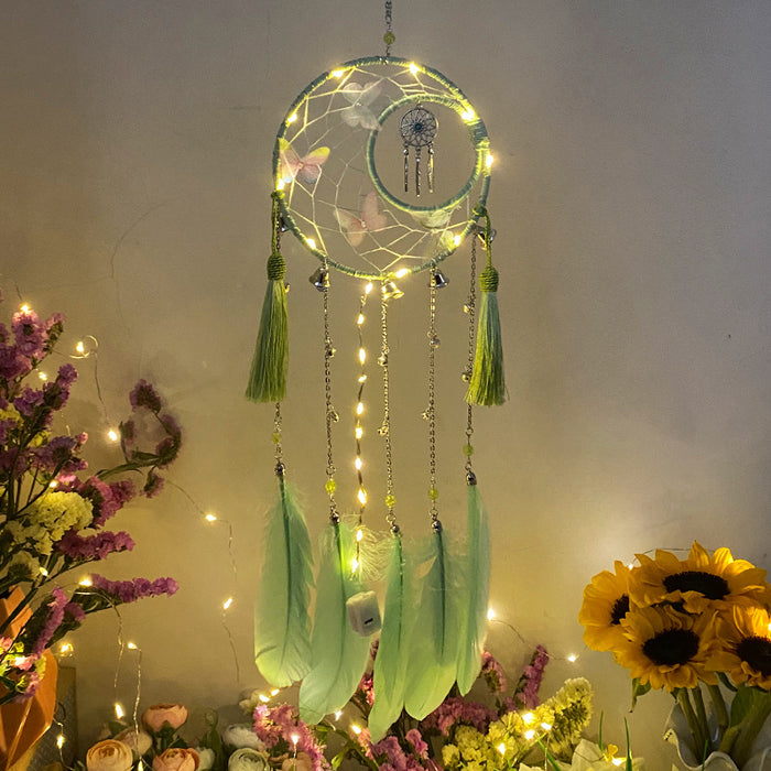 Wholesale high-end feather dreamcatcher ornaments hand-woven wind chimes MOQ≥2 JDC-DC-MYing011