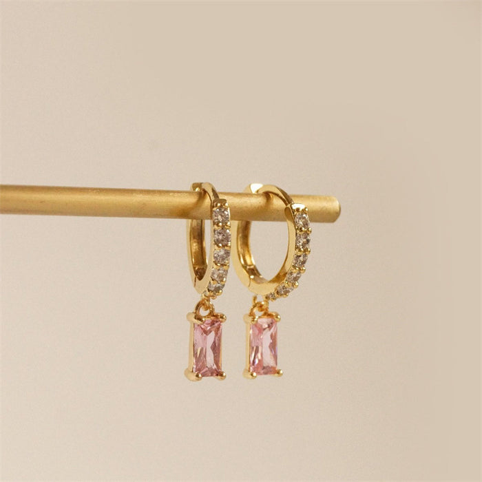 Wholesale Cubic Zirconia Earrings Brass Gold Plated JDC-ES-WB027