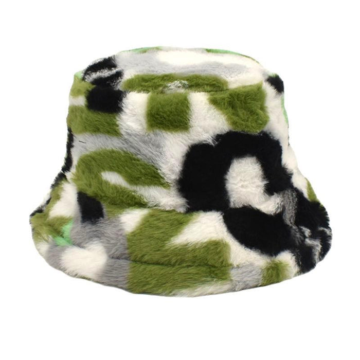 Wholesale Hat Imitation Rabbit Fur Letter Print Color Bucket Hat JDC-FH-ZChen001