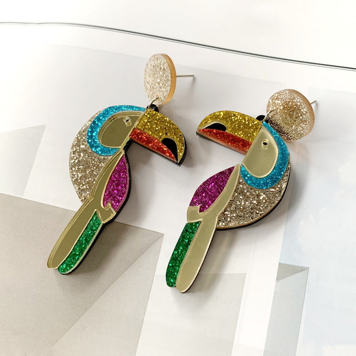 Jewelry WholesaleWholesale acrylic parrot earrings JDC-ES-XUEP023 Earrings 雪帕 %variant_option1% %variant_option2% %variant_option3%  Factory Price JoyasDeChina Joyas De China