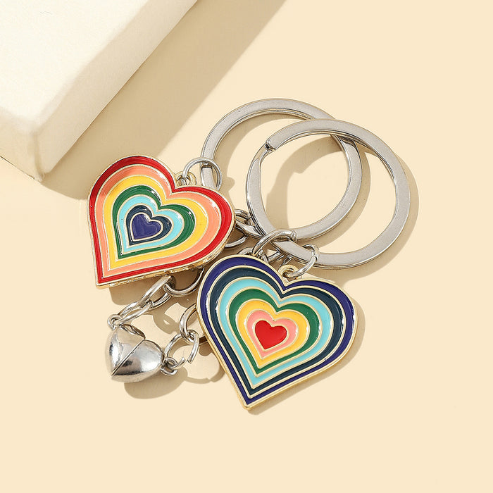 Wholesale Magnetic Colorful Love Couple Zinc Alloy Keychain JDC-KC-WuoD034
