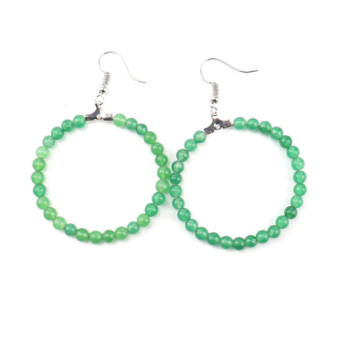 Wholesale earrings alloy bohemian hand made winding jade beads MOQ≥2 JDC-ES-HXu006