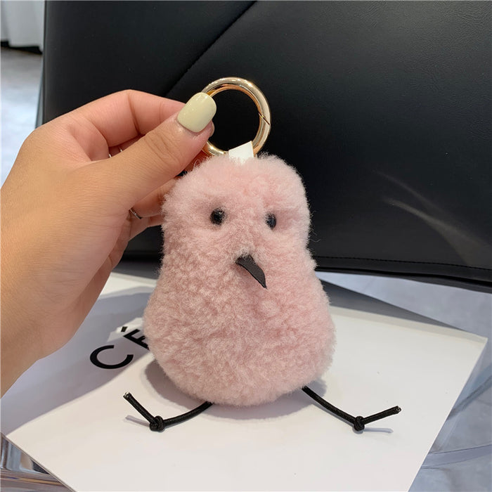 Wholesale Keychains For Backpacks ugly cute cute real wool bird car keychain pendant JDC-KC-DJu004