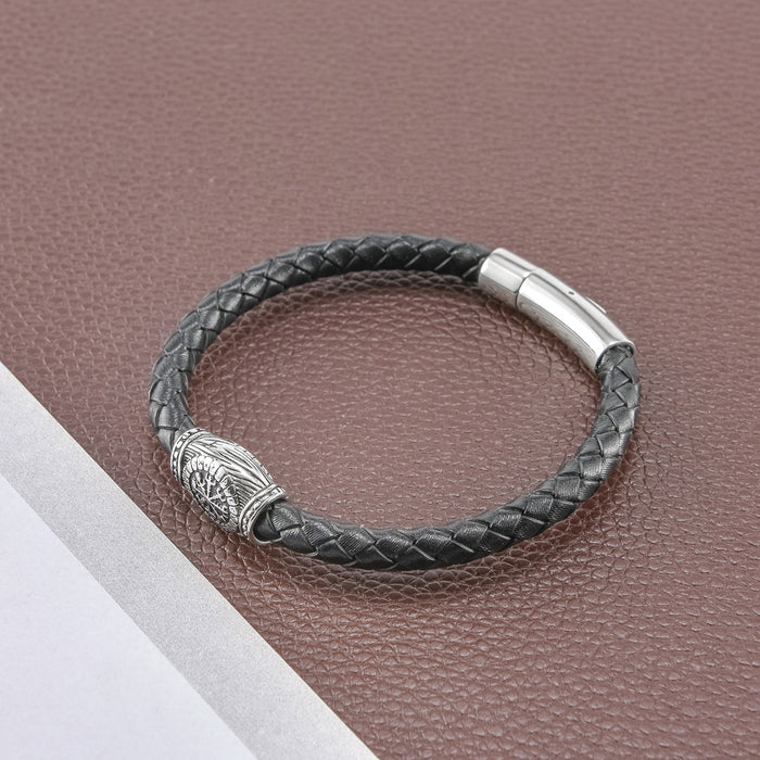 Wholesale New Men's Jewelry Stainless Steel Leather Rope Braided Bracelet JDC-BT-YiS006