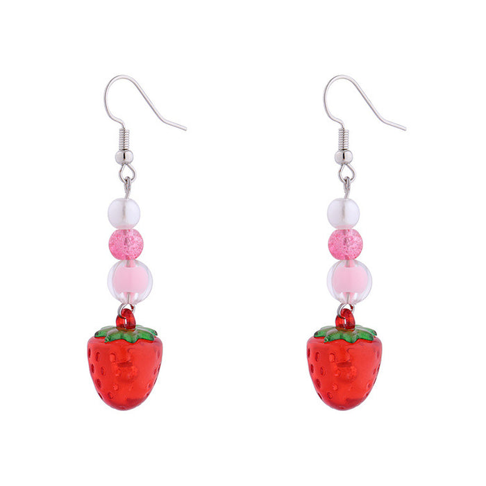 Pendientes al por mayor de plástico Sweet Red Strawberry Moq≥2 JDC-ES-QZ003
