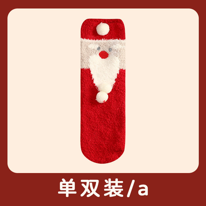 Wholesale Socks Polyester Christmas Gifts Coral Fleece Socks MOQ≥2 JDC-SK-JiaF009