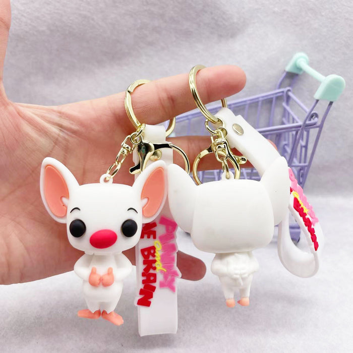 Wholesale Keychains PVC Hardware Cute Cartoon White Rat (M) MOQ≥2 JDC-KC-LiangQ007