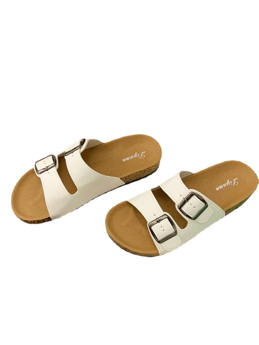 Wholesale word flat sandals cork JDC-SD-FengX001