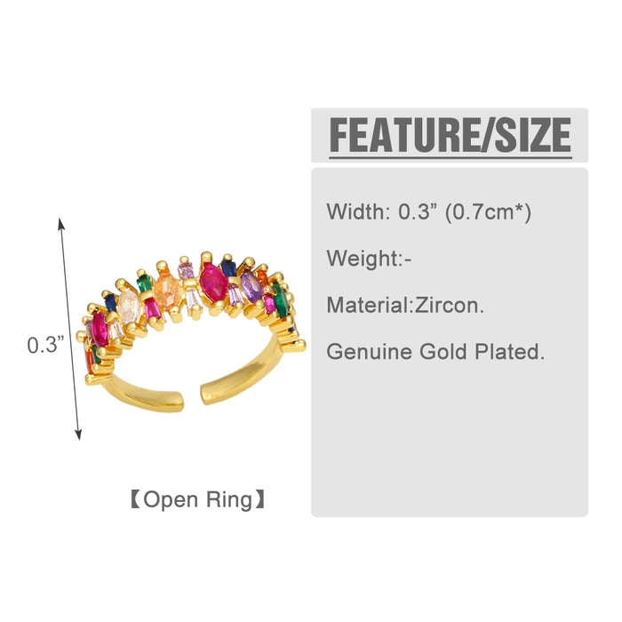 Wholesale Ring Copper Plated 18K Gold Zircon Color Adjustable JDC-PREMAS-RS-007