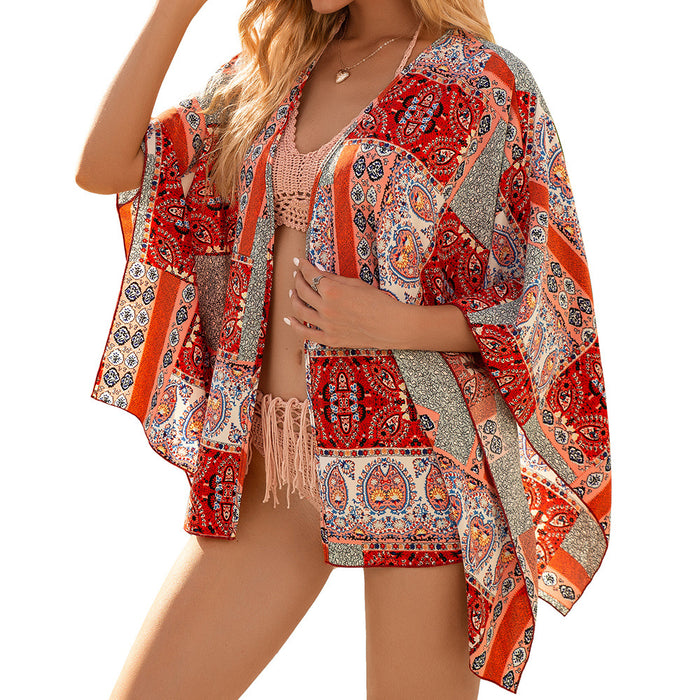 Wholesale short beach smock sun shade kimono cardigan JDC-SW-Ybl001