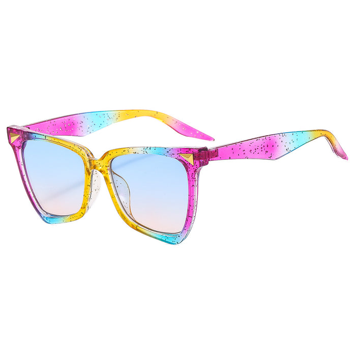 Wholesale Sunglasses PC Rainbow Pattern Cat Eye Irregular Frame Colorful MOQ≥2 JDC-SG-ZhuiF008