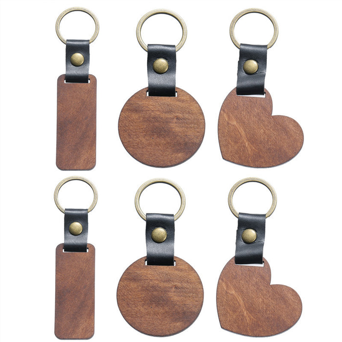 Ensemble de clés de trèfle en bois en bois en bois de clés en cuir en métal JDC-KC-HEYU003
