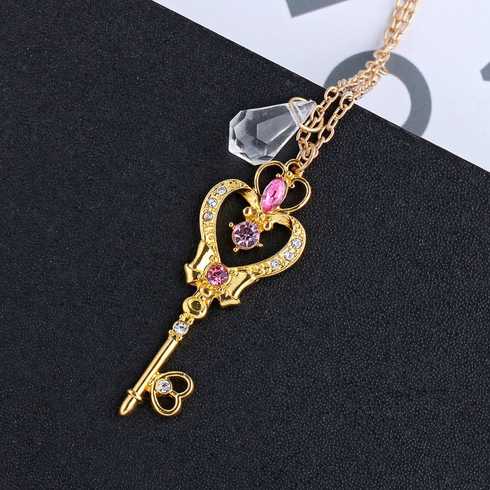 Wholesale Necklace Titanium Steel Love Wings Full Drill Clavicle Chain JDC-NE-AngY003